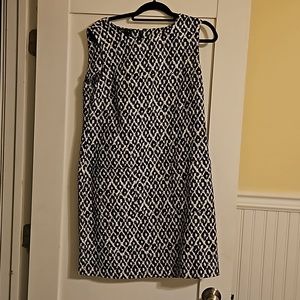 Blue and white patterned dress